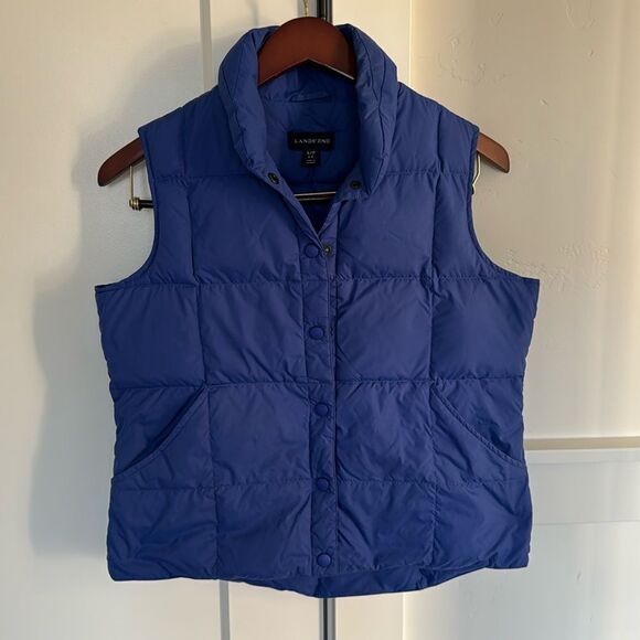 Lands' End Women's Size Small Nylon Blue Puffer Performance Vest Casual Wear EUC - Picture 1 of 10